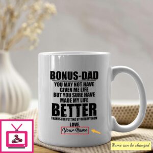 Bonus Dad Thanks For Putting Up With My Mom Personalized Mug