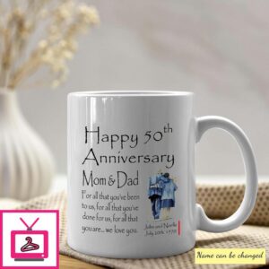 Personalized Happy 50th Anniversary Mom And Dad Mug