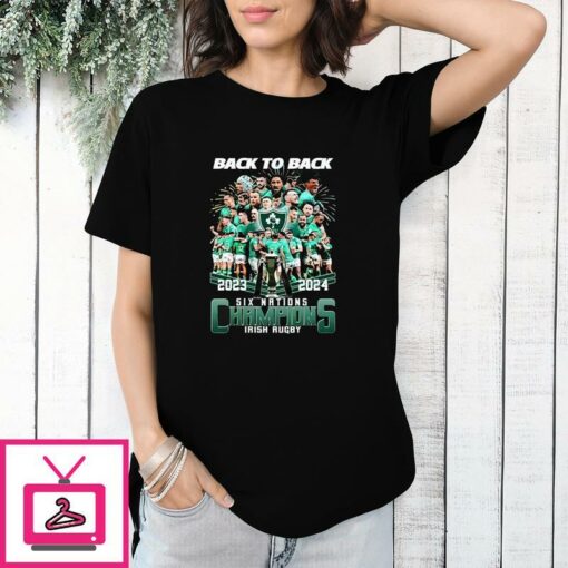 2024 Back To Back Six Nations Champions Irish Rugby T Shirt 1