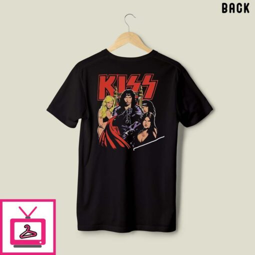 KISS 1987 Crazy Nights Gene Simmons with Girls Its A Dirty Job T Shirt 1 3