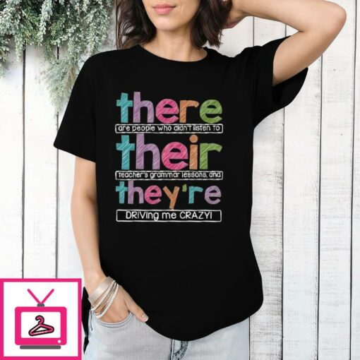 Womens There Their Theyre Teacher American Teachers Day Printed T Shirt 1 1