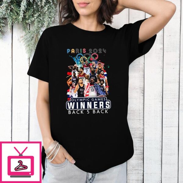 Paris 2024 USA Basketball Olympic Games Winners Back 5 Back T-Shirt