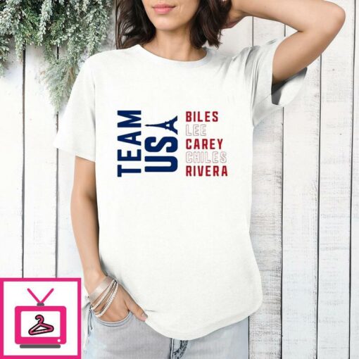 Team Usa Biles Lee Carey Chiles Rivera T Shirt 1 1