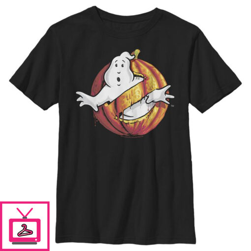 Boys Ghostbusters Halloween Pumpkin Logo T Shirt 1