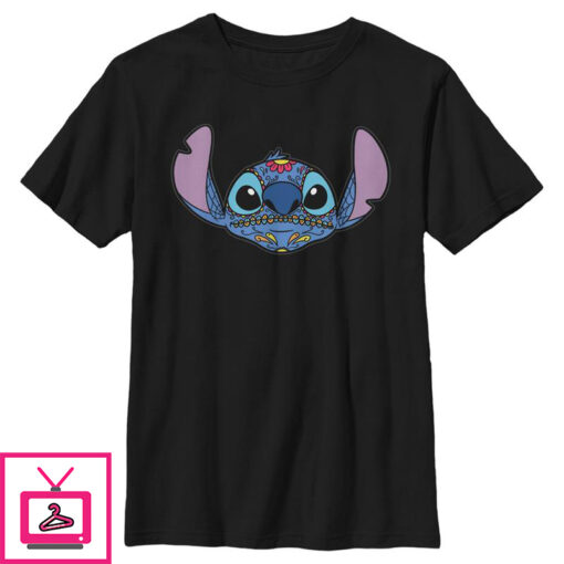 Boys Lilo Stitch Halloween Sugar Skull T Shirt 1