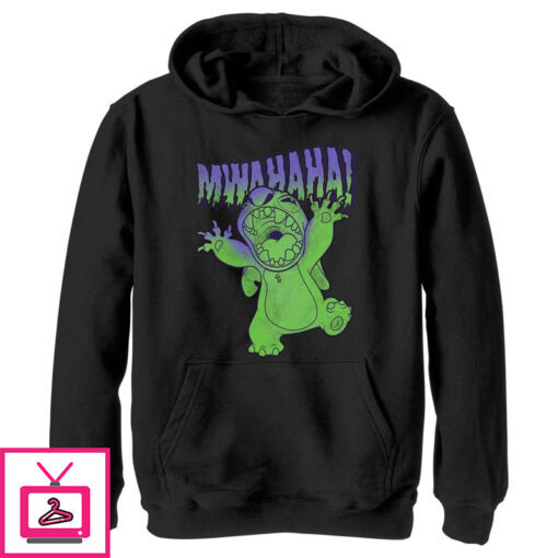 Boys Lilo Stitch Mwahaha Halloween Horror Pull Over Hoodie 1