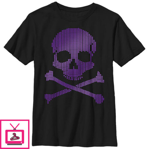 Boys Lost Gods Halloween Circle Print Skull and Crossbones T Shirt 1