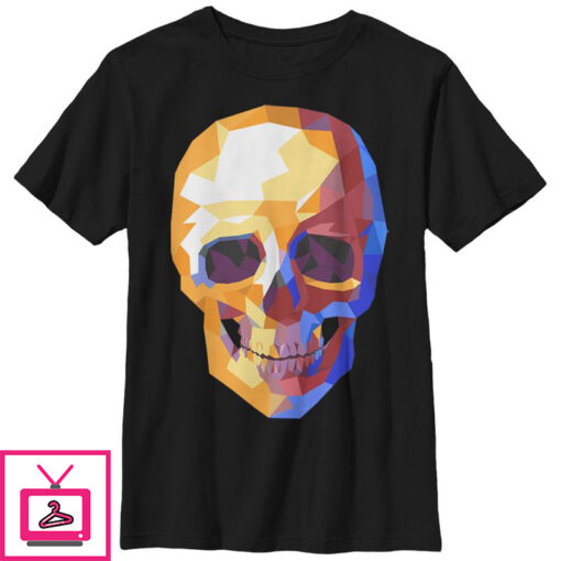 Boys Lost Gods Halloween Geometric Skull T Shirt 1