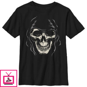 Boy’s Lost Gods Halloween Grim Reaper Face T-Shirt