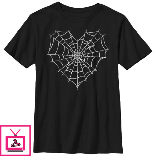 Boys Lost Gods Halloween Heart Spider Web T Shirt 1