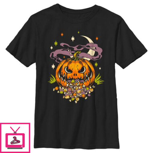 Boys Lost Gods Halloween Jack O Lantern Candy T Shirt 1