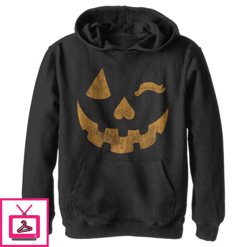 Boys Lost Gods Halloween Jack o Lantern Wink Pull Over Hoodie 1