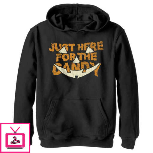 Boys Lost Gods Halloween Just Here for the Candy Jack O Lantern Pull Over Hoodie 1