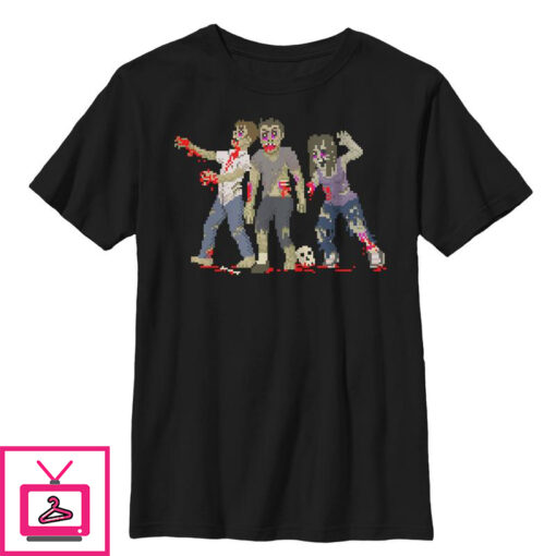 Boys Lost Gods Halloween Pixelated Zombie Attack T Shirt 1