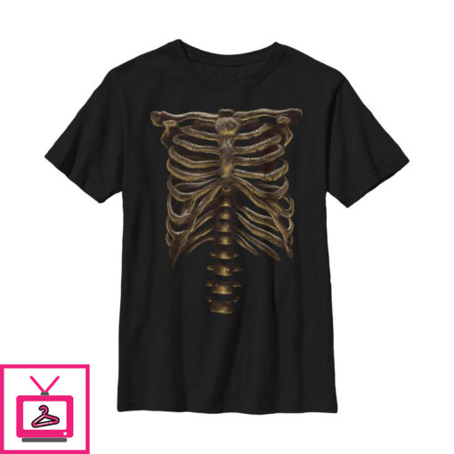 Boys Lost Gods Halloween Skeleton Rib Cage T Shirt 1