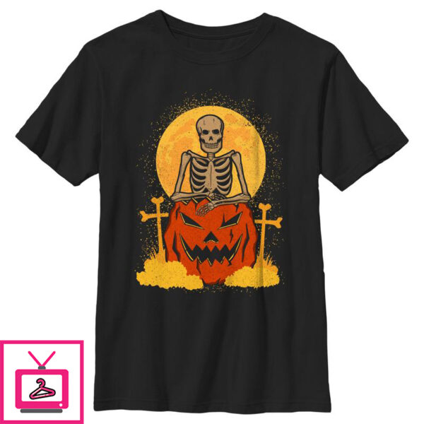 Boy’s Lost Gods Halloween Skeleton and Jack-O’-Lantern T-Shirt