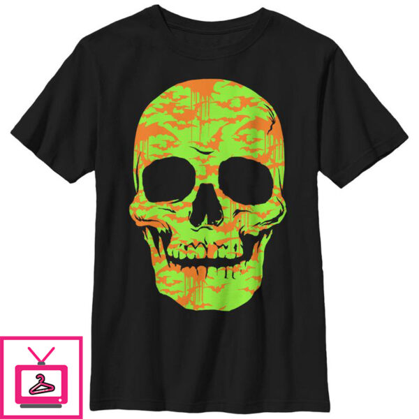 Boy’s Lost Gods Halloween Skull Bats in Flight Face T-Shirt