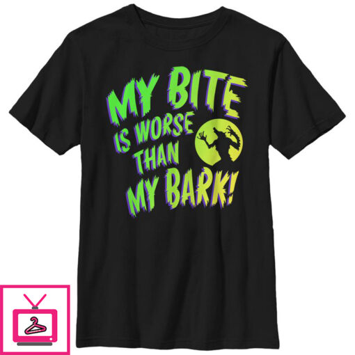 Boys Lost Gods Halloween Werewolf Bite Worse Than Bark T Shirt 1