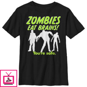 Boy’s Lost Gods Halloween Zombies Eat Brains Silhouette T-Shirt