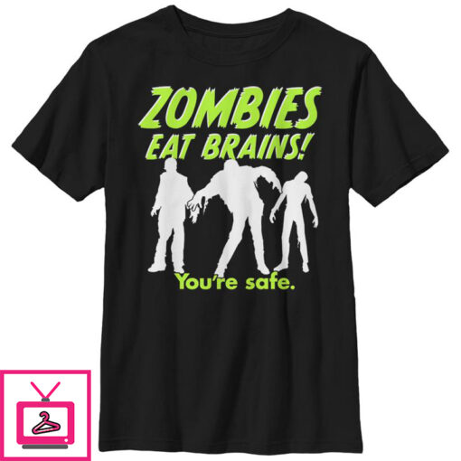 Boys Lost Gods Halloween Zombies Eat Brains Silhouette T Shirt 1