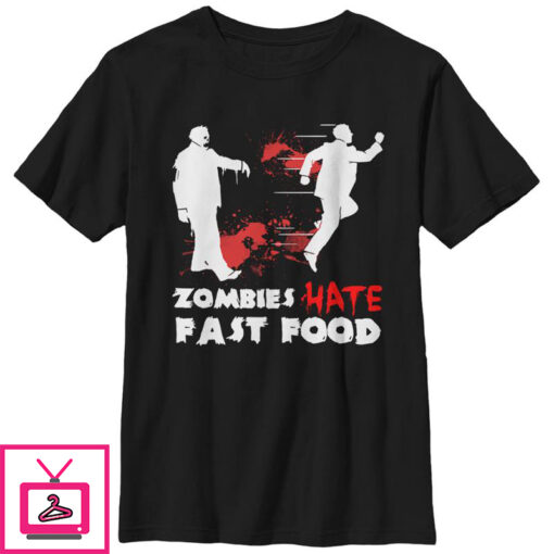 Boys Lost Gods Halloween Zombies Hate Fast Food T Shirt 1