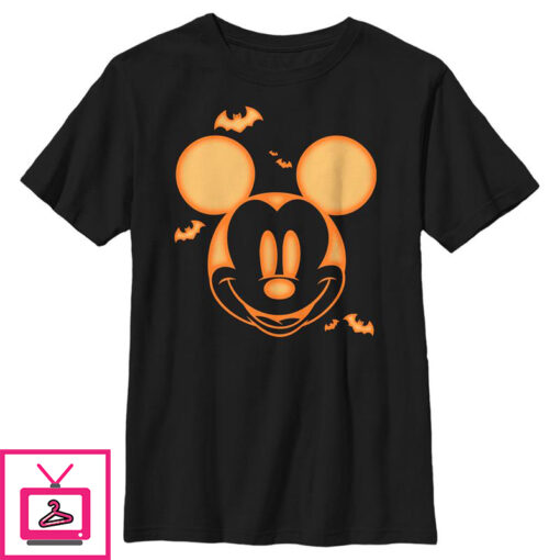 Boys Mickey Friends Mickey Mouse Pumpkin Halloween Face T Shirt 1