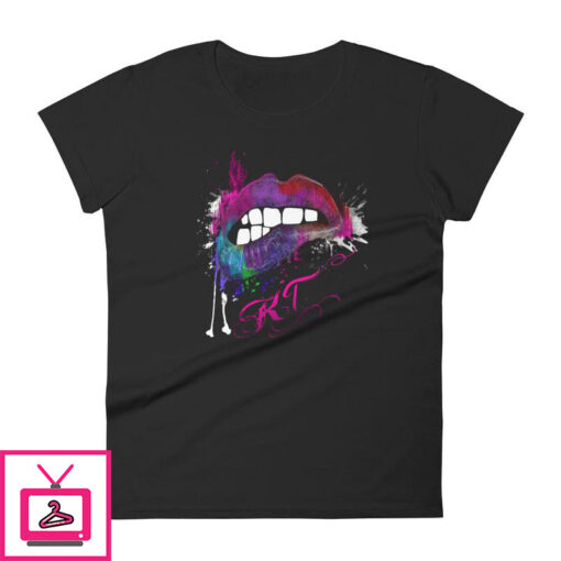 Grunge Lips Graphic Womens short sleeve t shirt 1