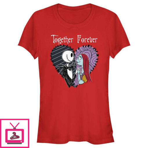 Juniors The Nightmare Before Christmas Jack and Sally Together Forever T Shirt 1