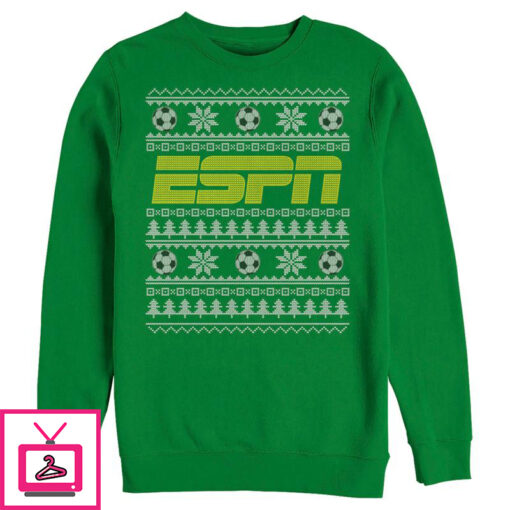 Mens ESPN Soccer Christmas Sweater Green Sweatshirt 1