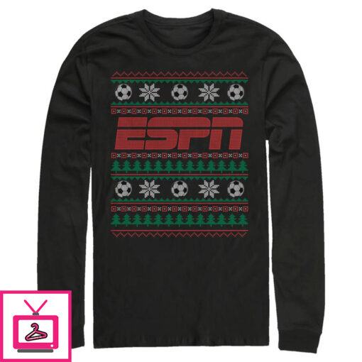 Mens ESPN Soccer Christmas Sweater Long Sleeve T Shirt 1