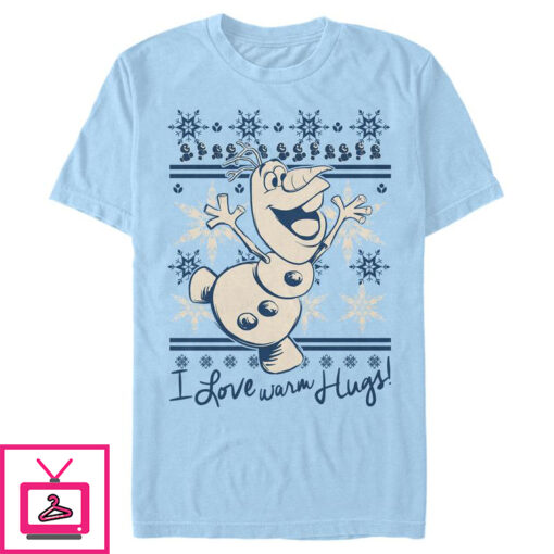 Mens Frozen Christmas Warm Hugs T Shirt 1