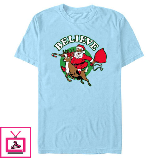 Mens Lost Gods Believe Santa Candy Cane T Shirt 1