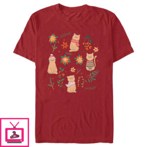 Men’s Lost Gods Christmas Floral Cats T-Shirt