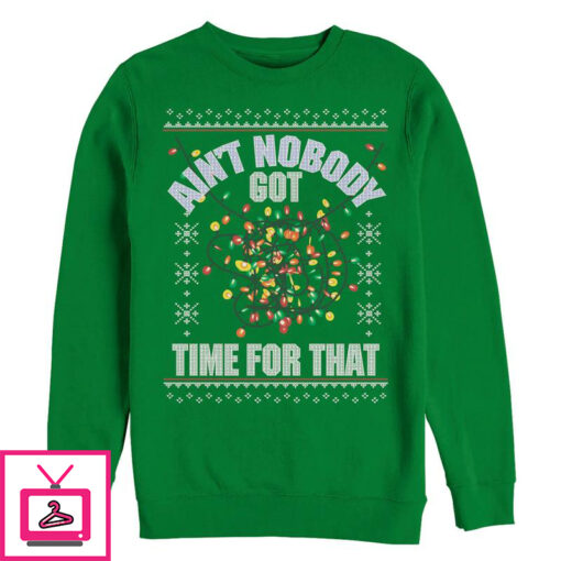 Mens Lost Gods Christmas Lights Nobody Got Time Sweatshirt 1