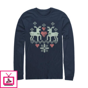 Men’s Lost Gods Christmas Reindeer Love Long Sleeve T-Shirt