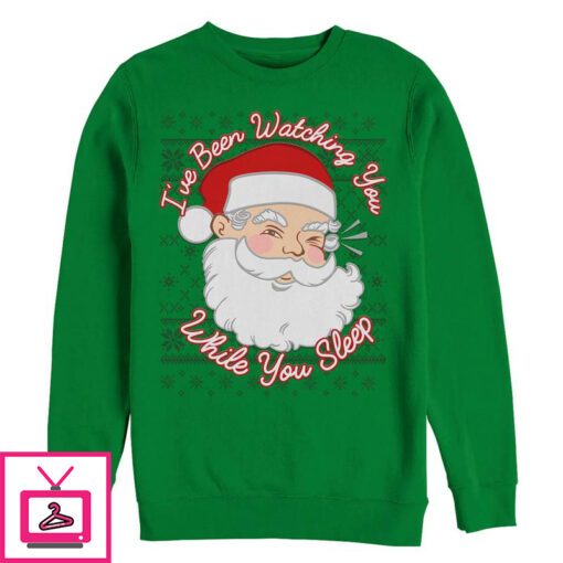 Mens Lost Gods Christmas Santa Watching You Sleep Sweatshirt 1