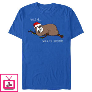 Men’s Lost Gods Christmas Wake Me Sloth T-Shirt