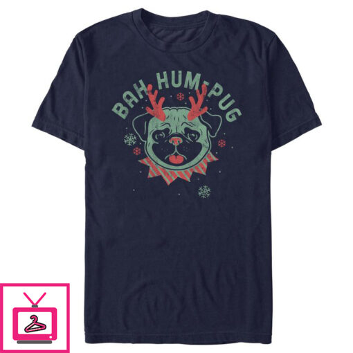 Mens Lost Gods Distressed Bah Hum Pug T Shirt 1