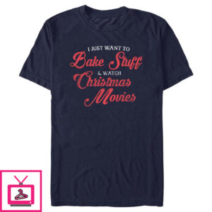 Men’s Lost Gods Distressed Bake Stuff and Christmas Movies T-Shirt