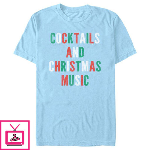 Mens Lost Gods Distressed Cocktails and Christmas Music T Shirt 1