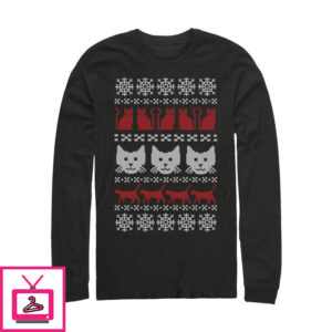 Men’s Lost Gods Ugly Christmas Cat Long Sleeve T-Shirt