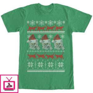 Men’s Lost Gods Ugly Christmas Cat Print T-Shirt