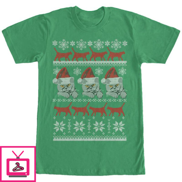 Men’s Lost Gods Ugly Christmas Cat Print T-Shirt