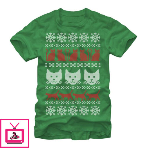 Mens Lost Gods Ugly Christmas Cat T Shirt 1