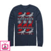 Men’s Lost Gods Ugly Christmas Dinosaur Print Long Sleeve T-Shirt