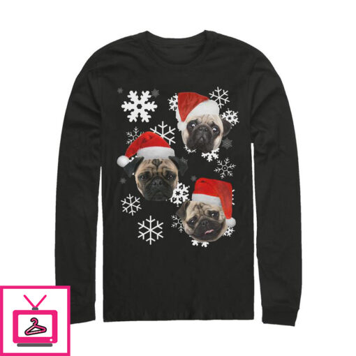 Mens Lost Gods Ugly Christmas Pug Long Sleeve T Shirt 1