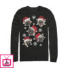 Men’s Lost Gods Ugly Christmas Pug Snowflakes Long Sleeve T-Shirt