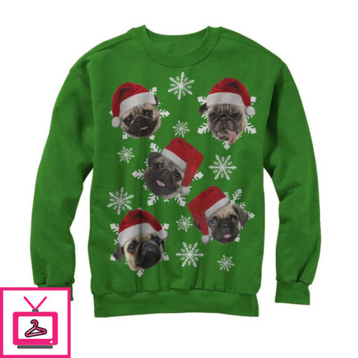 Mens Lost Gods Ugly Christmas Pug Snowflakes Sweatshirt 1