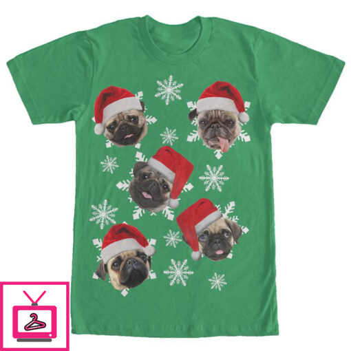 Mens Lost Gods Ugly Christmas Pug Snowflakes T Shirt 1