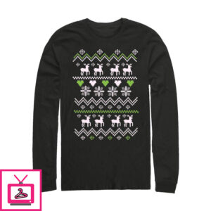 Men’s Lost Gods Ugly Christmas Reindeer & Hearts Long Sleeve T-Shirt